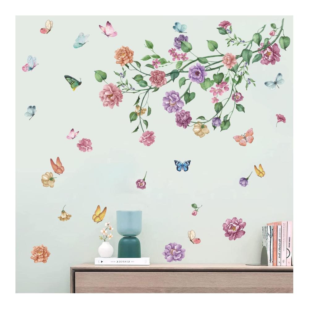 Frühlingszauber Fensterbilder & Aufkleber - Blumen Schmetterlinge - Fensterdeko & Wandaufkleber für Schlafzimmer & Mädchenzimmer - Dekorative Sticker Set