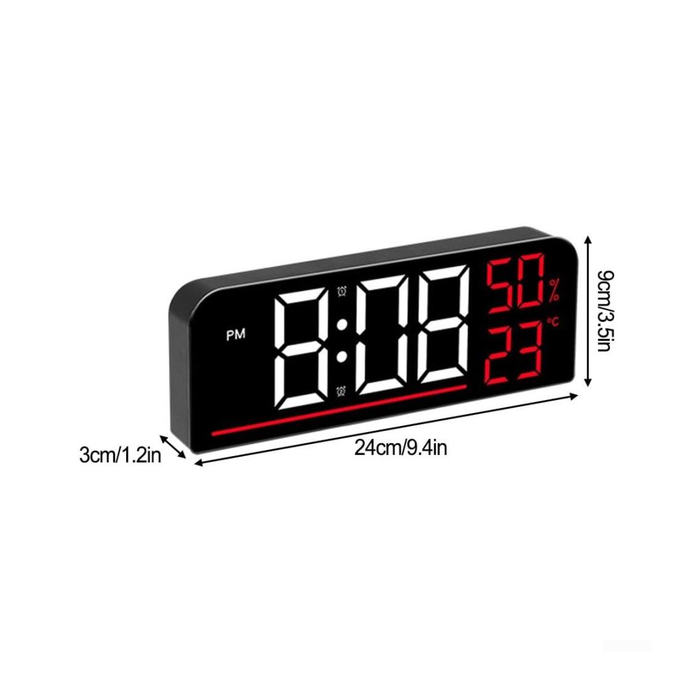 Moderne Wanduhr mit großem LED-Display | Digitale Uhr mit Wecker Temperatur & Luftfeuchtigkeit | Ideal für Zuhause Schlafzimmer Küche Fitnessstudio & Büro | Stil
