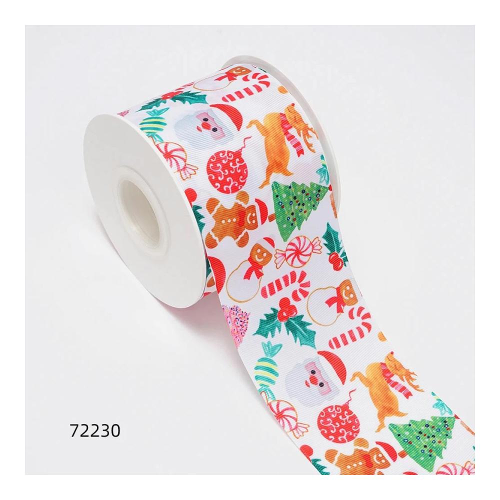 Exklusive 5 Yards Frohe Weihnachten Bedruckte Grosgrain-Satinbänder | DIY Dekoration & Geschenkverpackung | 25mm Ripsband für Festliche Schleifen & Handwerk