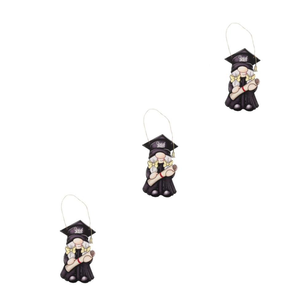 3er-Set Abschlussfeier Deko-Schilder Grad GNOME Plaketten & Holztafeln - Perfekt für Tischdeko & Wandornamente Geschenkidee für Absolventen