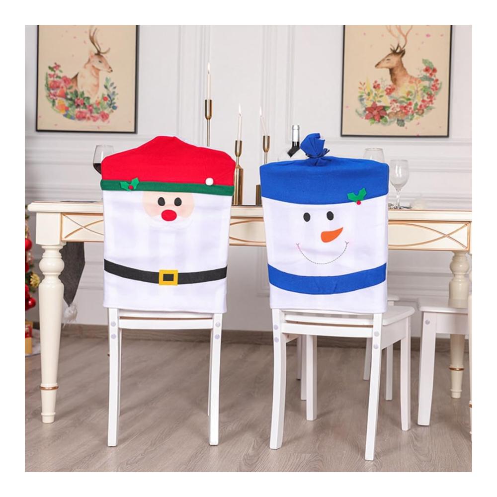 3er Set Weihnachtsstuhlhussen | Festliche Hussen für Küche & Esszimmer | Weihnachtsmann-Motiv | Dekorative Stoffbezüge für Innenbereich | Passgenau & Stilvoll