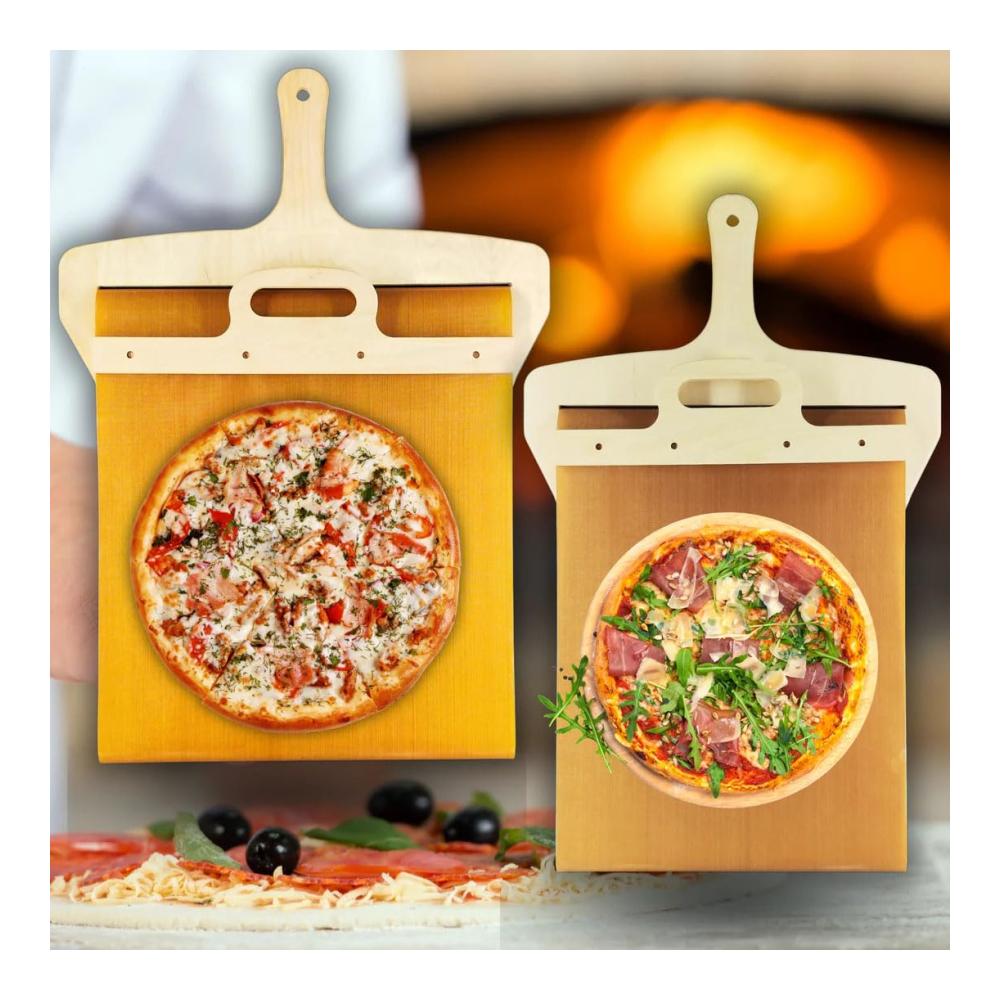 Pizzaschneider | Präzises Schneiden von Pizza mit Sliding Pizza Peel | Ergonomischer Griff | Antihaftbeschichtung | 30 * 60 cm | Perf