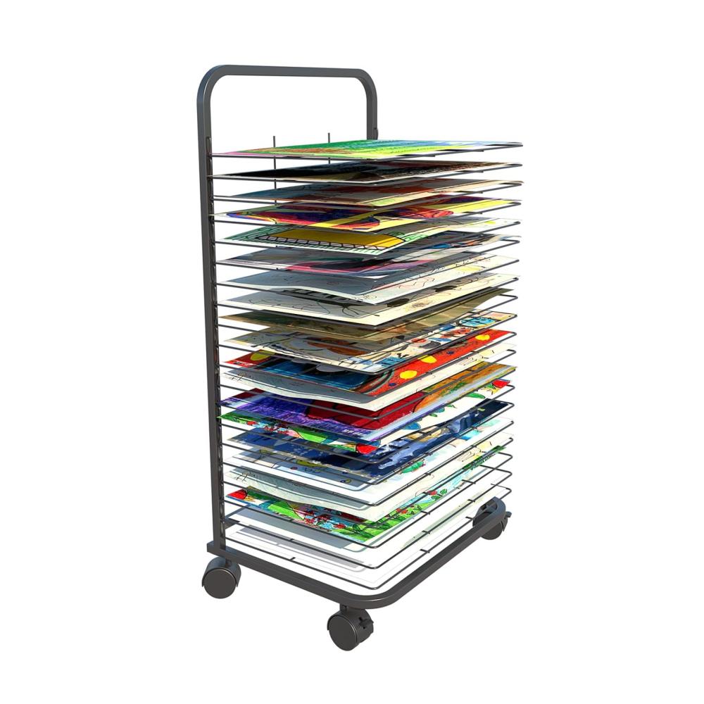Professionelles Staffeleien-Organizer-Rack mit Rollen | Platzsparende Möbel für Kunstschulen und Studios | Vielseitiges Regal für Malerei Siebdruck und Präsentationen | 20 Etagen