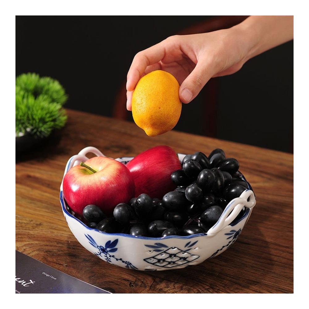 Moderne Keramik Obstschale | Runde Süßigkeitenschale für Küche und Wohnzimmer | Stilvolle Deko für Esszimmer und Desktop | Hohle Porzellan Obstschale (Color