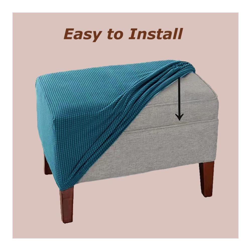 Hochdehnbare gelbe Sitzauflage für Ottomanen | Wasserdichter Schutzbezug für Fußhocker | Waschbarer Staubschutz | Rechteckiges Design | 1 Stück