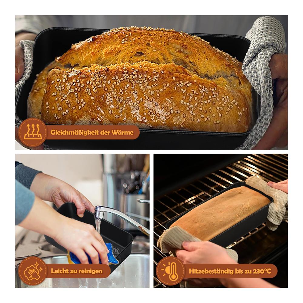 Premium Antihaft Backform für perfekte Brotlaibe Kuchen & Toast - Robustes Design für müheloses Backen - Inklusive Rezeptbuch für köstliche Variationen - Backspaß gar