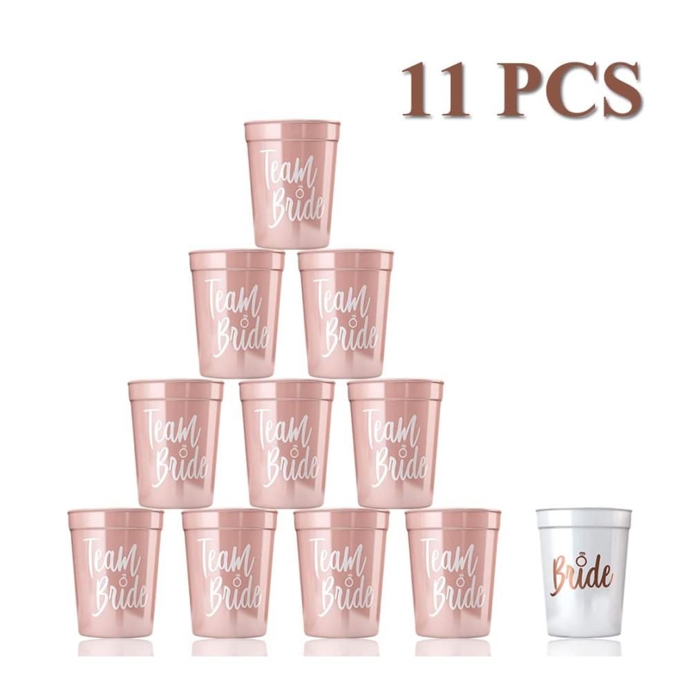 Rosa und Weiß Bride Tribe Cups Set – 11 Stück für Junggesellenabschied & Brautpartys – Hochwertige Trinkbecher für die perfekte Feier mit Brautjungfern. Ideal für stilvolle Tassen-Sammlungen