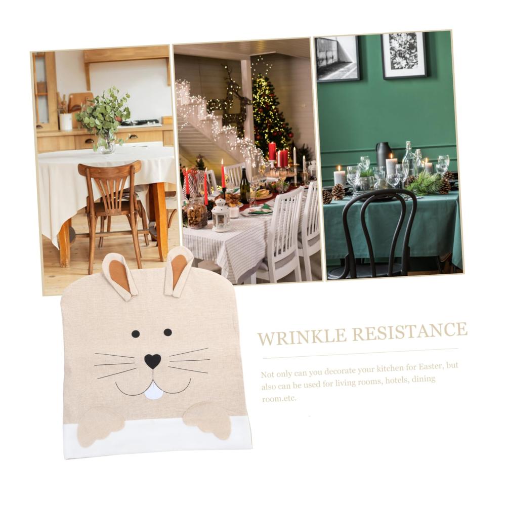 Osterhasen Hussen- & Überwurfsets Dekorative Stuhlbezüge für das Esszimmer im Bauernhausstil abnehmbar tierisch und festlich für Bankettstühle – ideales Geschenk aus Leinen für die Feiertage