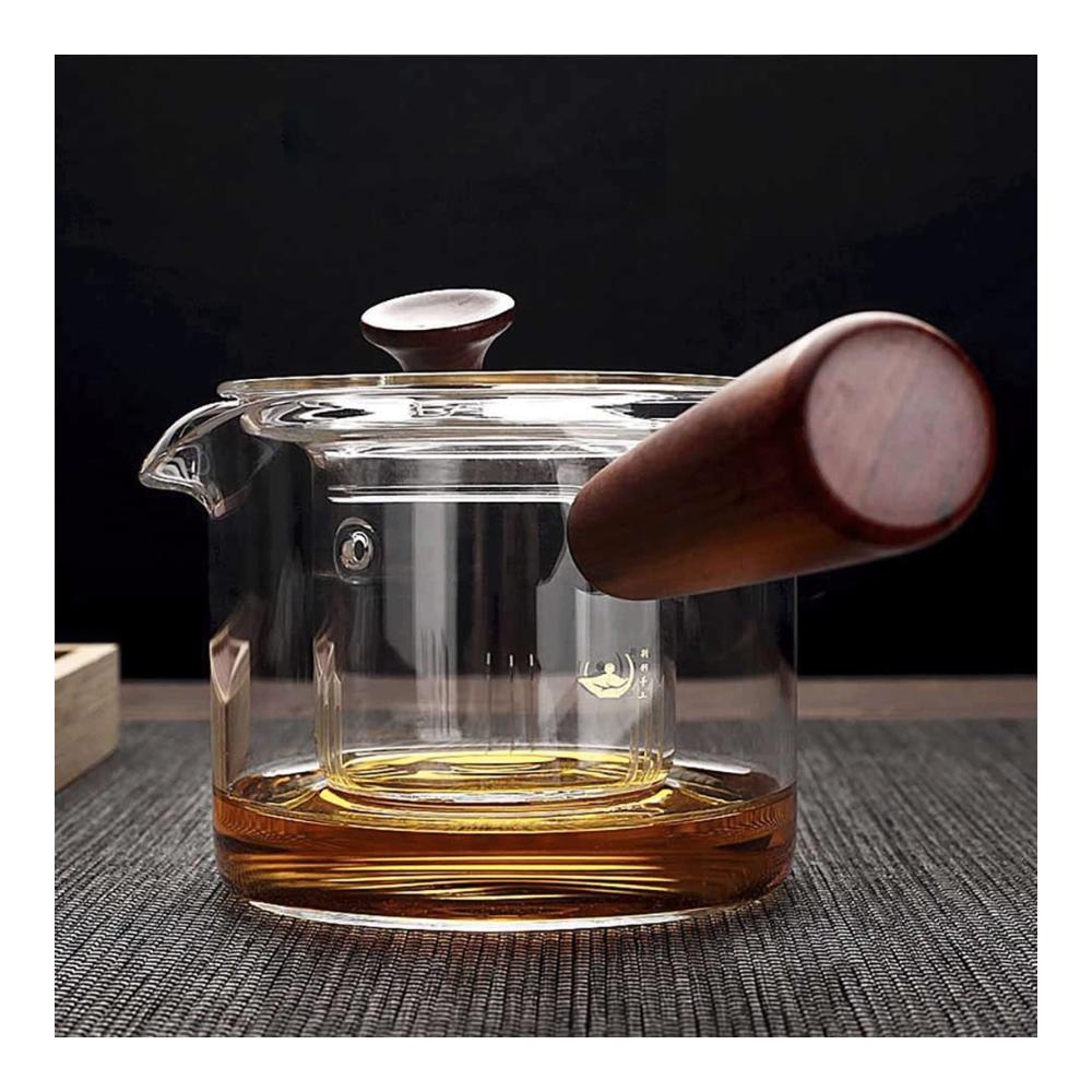 Hochwertige hitzebeständige Glas-Teekanne mit Seitengriff und verdicktem Einzeltopf-Filter - Perfekte Tee- & Kaffeekanne für Haushalt und Büro. Schwarzer Tee Set für exquisiten Genuss