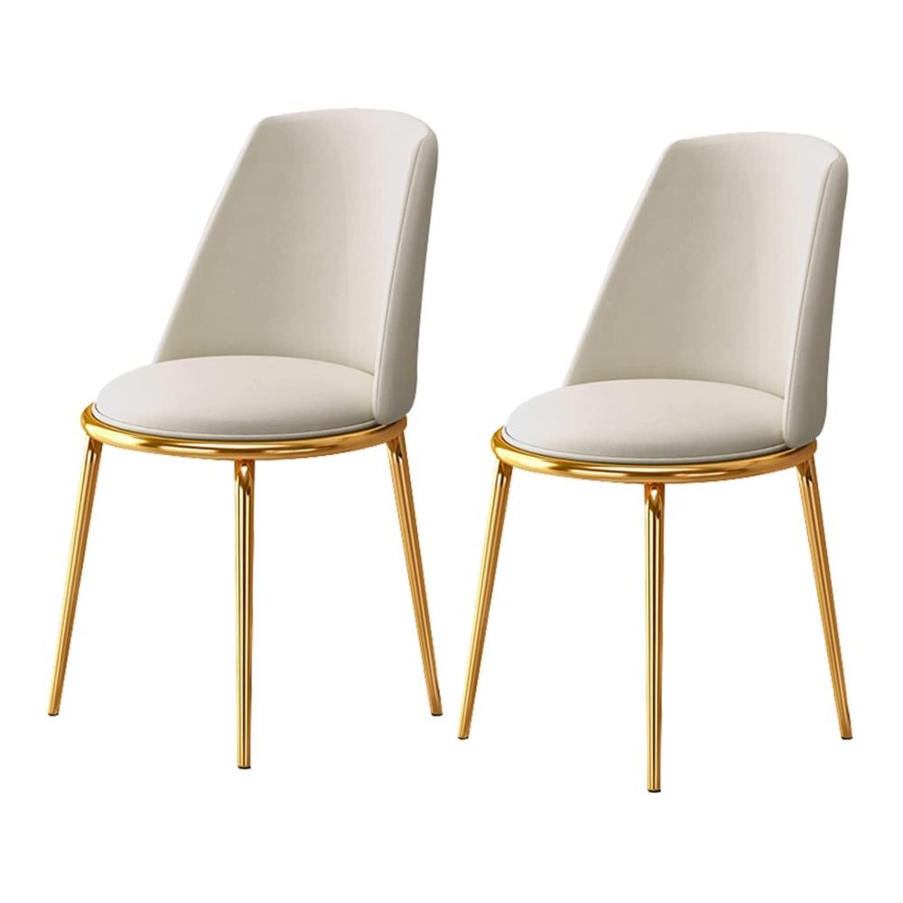 Luxuriöse Esszimmerstühle im 2er-Set | Superfaser-Lederkissen | Goldene Beine | Moderne Küchen- und Esszimmerstühle | Gemütliche Wohnzimmer-Loungestühle (Gr