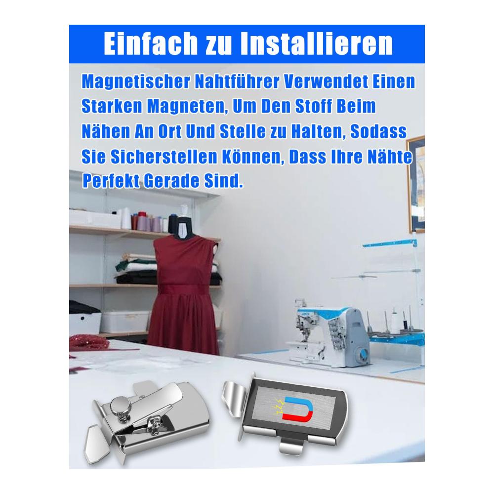 Premium Magnetische Nahtführung für Nähmaschine – 2er Set Magnetischer Nahtführer für Präzisionsnähen | Universelle Nähmaschinenaufsätze für Perfekte Nähte | Multifunktionales Zubehör für Profis & An