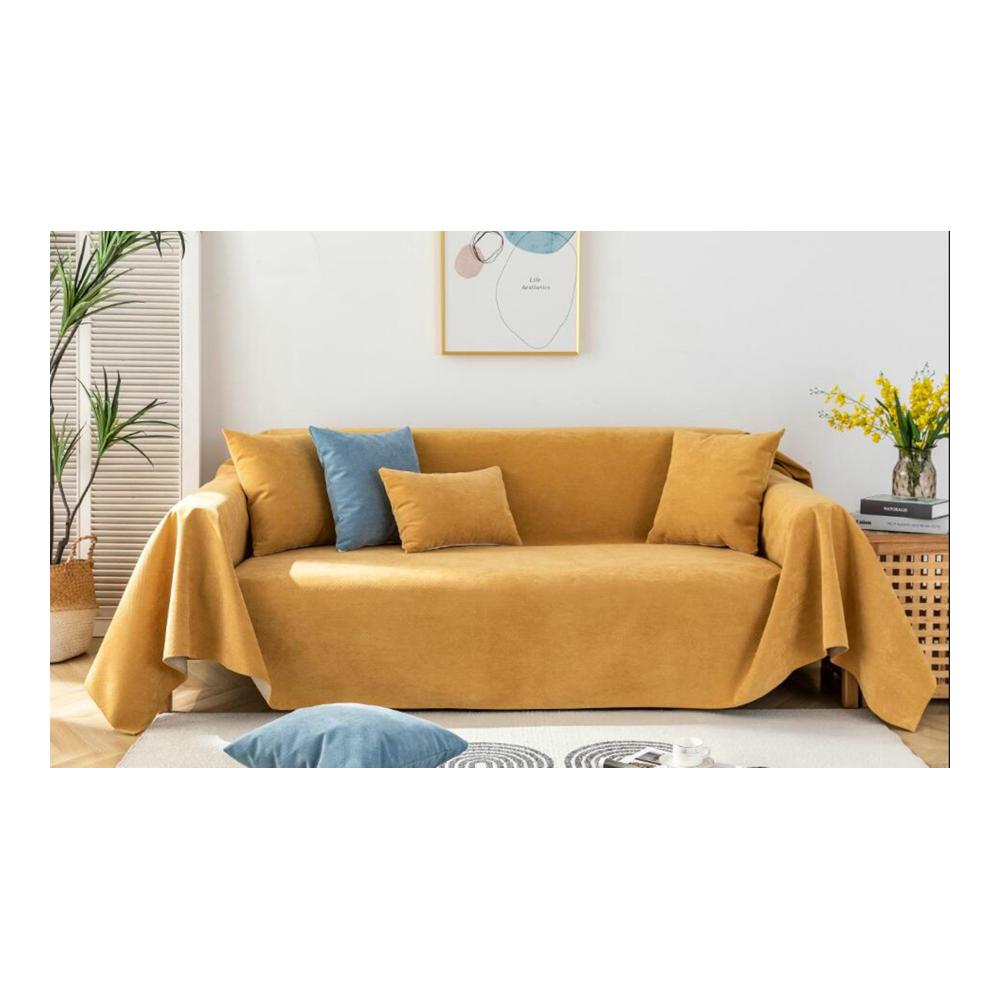 Elastischer Sofabezug Gelb 2-Sitzer Moderne Sofaüberwürfe aus Polyester Einfarbig Schutz & Stil für Ihr Zuhause