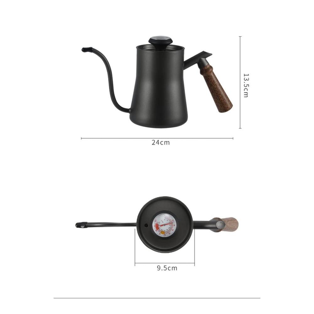 Erstklassiger Schwanenhalskessel 600 ml aus Edelstahl mit Holzgriff für präzises Übergießen von Kaffeekannen - Perfekter Genuss für Kaffeeliebhaber