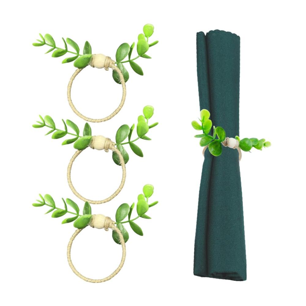 Elegante Tischakzente 4er Set Grüne Eukalyptus Blatt Serviettenringe – Perfekte Dekoration für Hochzeiten Partys und Abendessen – Stilvoll und praktisch