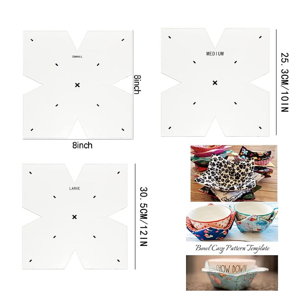 Entwerfen Sie stilvolle Schalen! Vorlagen-Set für Nähen Muster für 3 Größen - 12/10/8 Zoll. Perfekte Schablonen für Quilten & Basteln. DIY Handwerk leicht gemacht. Schneiden Sie mit dem Faltmuster. Schalen-Vorlagen für Nähen (10 Zoll) inklusive