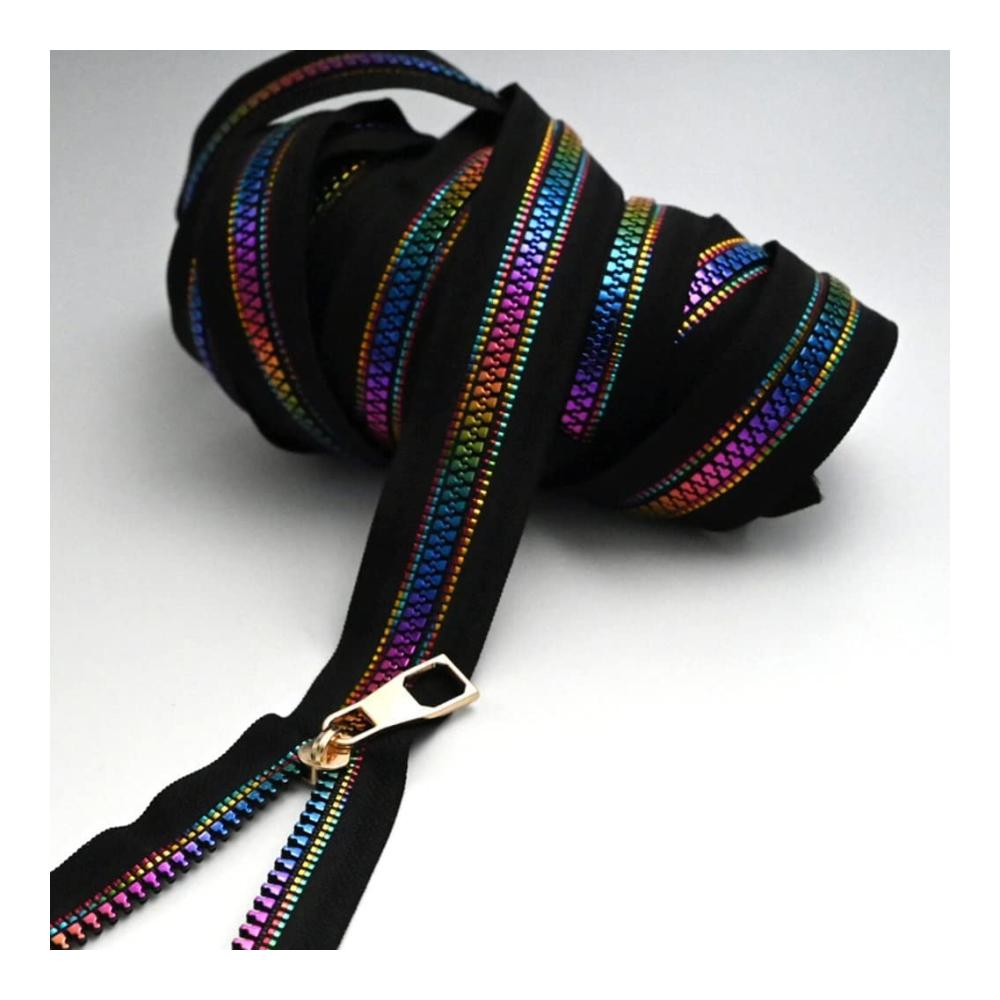 Regenbogen-Reißverschluss-Set Spiral & Harz 2 Yard 5 Nylon Perfekt für Taschen Jacken & mehr - Hochwertiger Nähhelfer