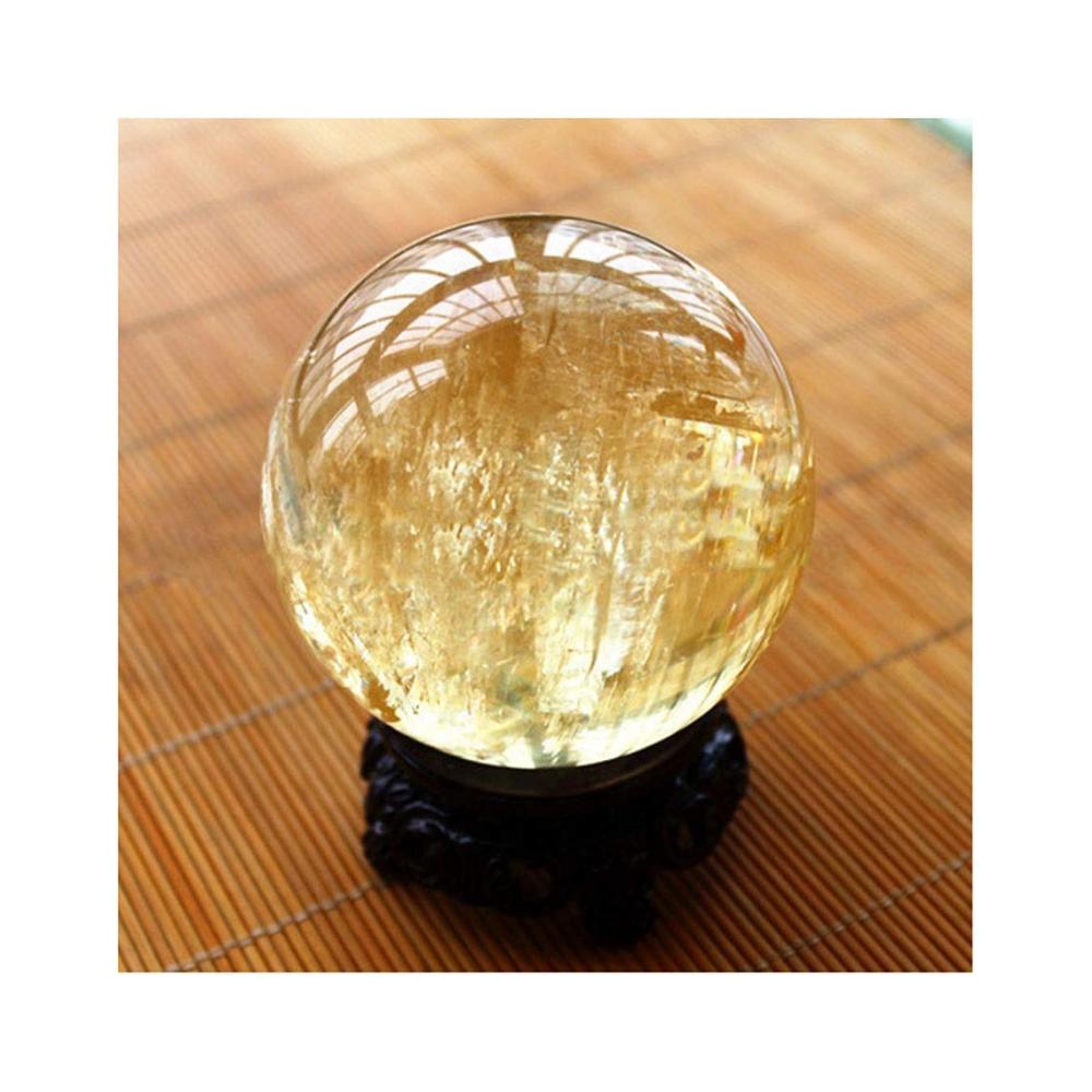 Magische Schneekugel Natürlich gebrochene Gelbkristallkugel - Glücksverheißende Feng-Shui-Steinschnitzerei - 6 cm - Ideales Geschenk für Hexerei und Wahrsagerei