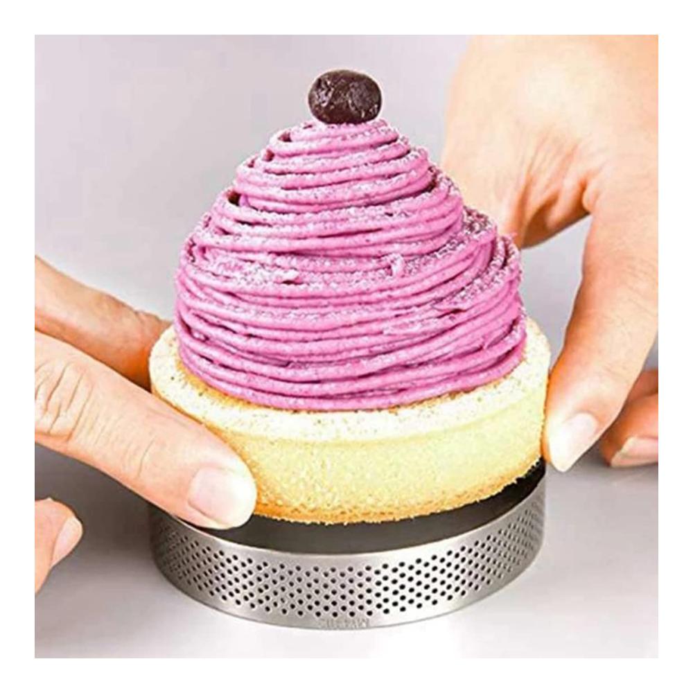 Professionelle 12er Set Tortenringe aus Edelstahl | Perforierte Mousse Formen | Runde Backrahmen für perfekte Kuchen | Hochwertige Backutensilien 6 cm Durchmesser