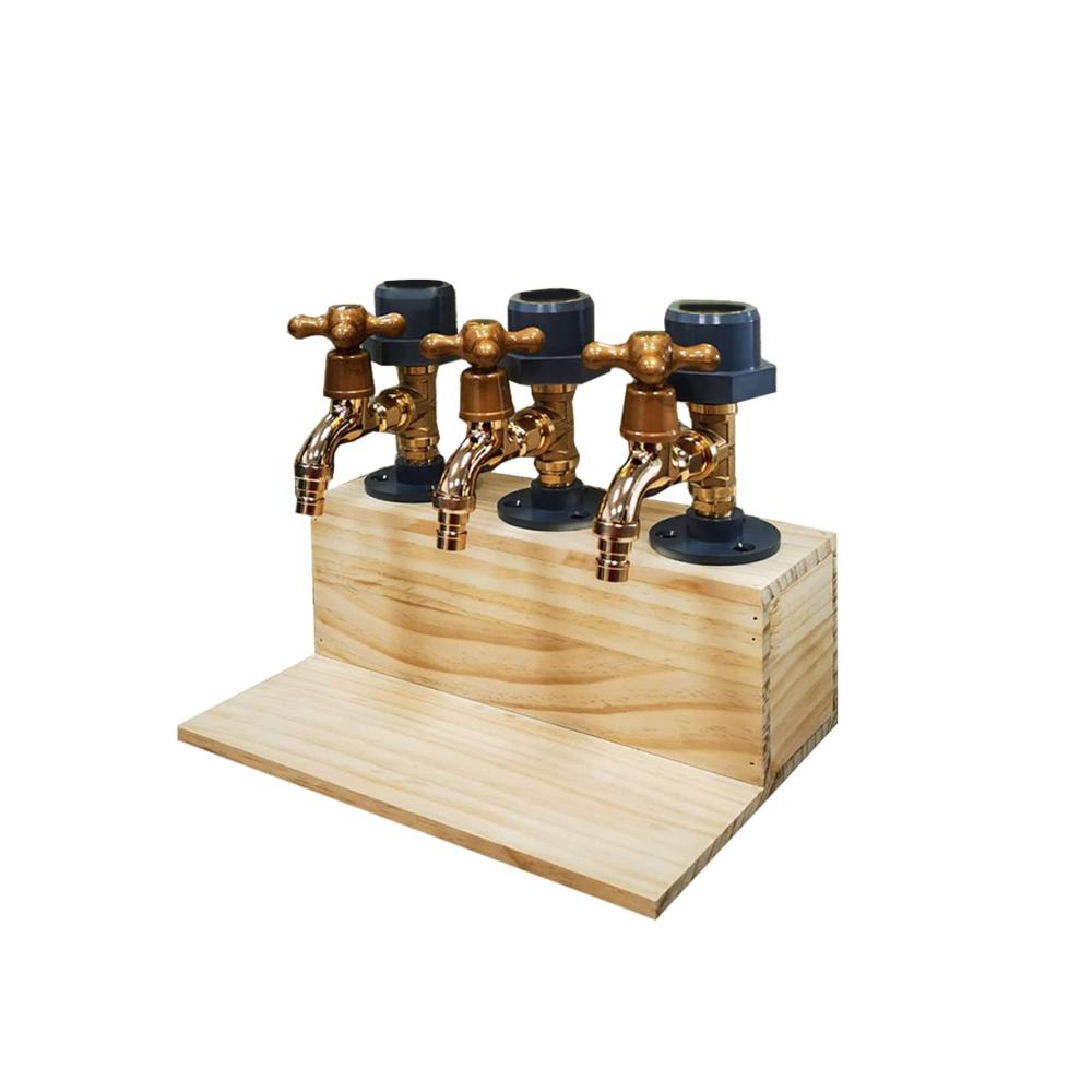 Holz Cocktail-Sets 3-Kopf Spirituosenspender & Shaker Geschenkset - Likörspender & Wasserhahn für Hausbar - Perfekt für Cocktails Wein & mehr
