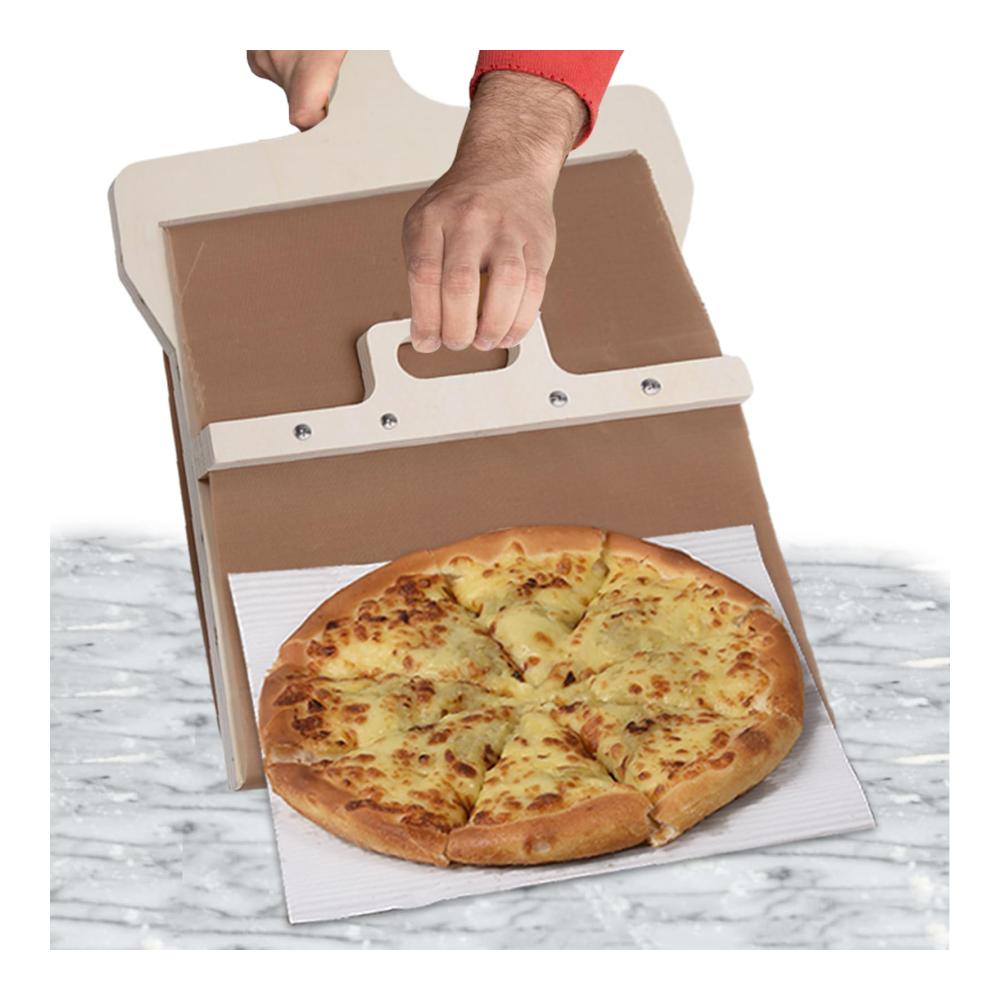 Flexibler Pizzastein-Set mit verschiebbarem Pizzaschieber - Hochwertiger Pizzastein aus Cordierit für knusprige Kruste - Inklusive Holzschieber für müheloses Übertragen der perfekten Pizza - Idealer Pizzastein für hausgemachtes Brot und Gebäck - Antihaftbeschichtung für einfaches Backen und Reinigen