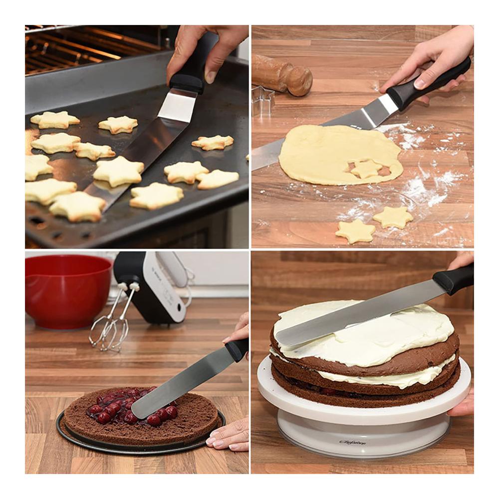 Professionelles Winkelpaletten-Set 3 hochwertige Tortenspachtel zum perfekten Einstreichen und Dekorieren - Ideales Kuchen- & Tortenmesser-Kit für Backliebhaber