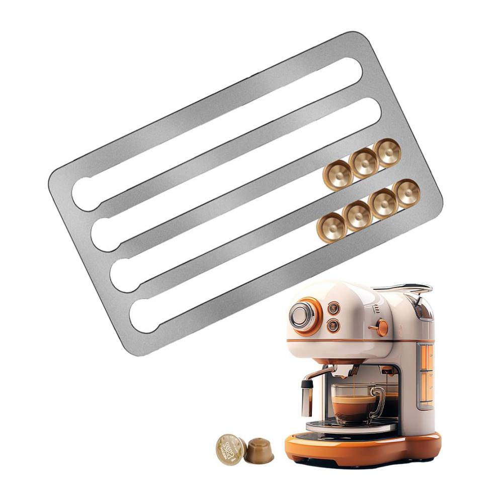 Nespresso Kapselständer 40.5x22cm - Platzsparender Edelstahl Kapselhalter Wandmontage ohne Bohren inkl. 3m Klebestreifen - Praktischer Kapselspender für die stilvolle Aufbewahrung von 40 Kaffeekapseln