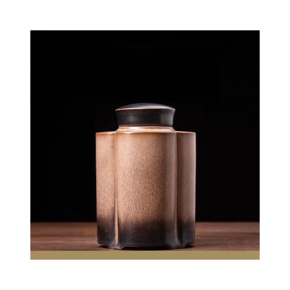 Glasbehälter & Töpfe Vintage Teedose mit brauner Glasur chinesischem Stil Keramikversiegelung Retro-Design für Tee Honig Kaffee - Lebensmittelaufbewahrung & Eleganz kombiniert