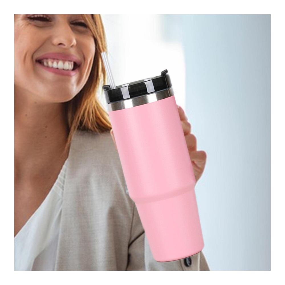 Genießen Sie Ihre Getränke unterwegs! Edelstahlbecher mit Deckel und Strohhalm - Thermobecher für Outdoor-Aktivitäten - Wiederverwendbar und isoliert - 30oz/900ml Kapazität - Perfekt für unterwegs
