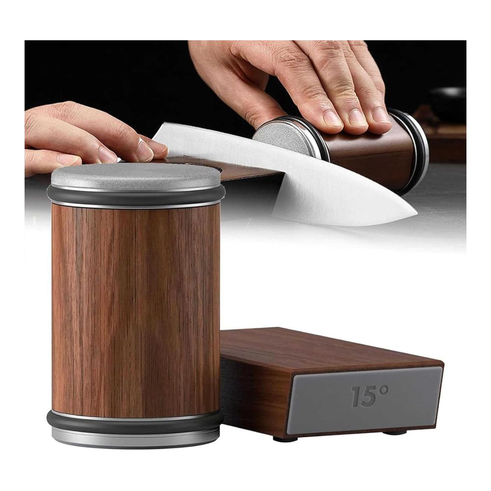 Entfesseln Sie die Schärfe MONDEX 2024 Neuer Rollmesserschärfer - Profi Knife Sharpener für müheloses Messerschärfen - Innovatives Rollmesserschärf-System für Küchenmesser - Präzise Schärfwinkel von 15 & 20 Grad - Braun