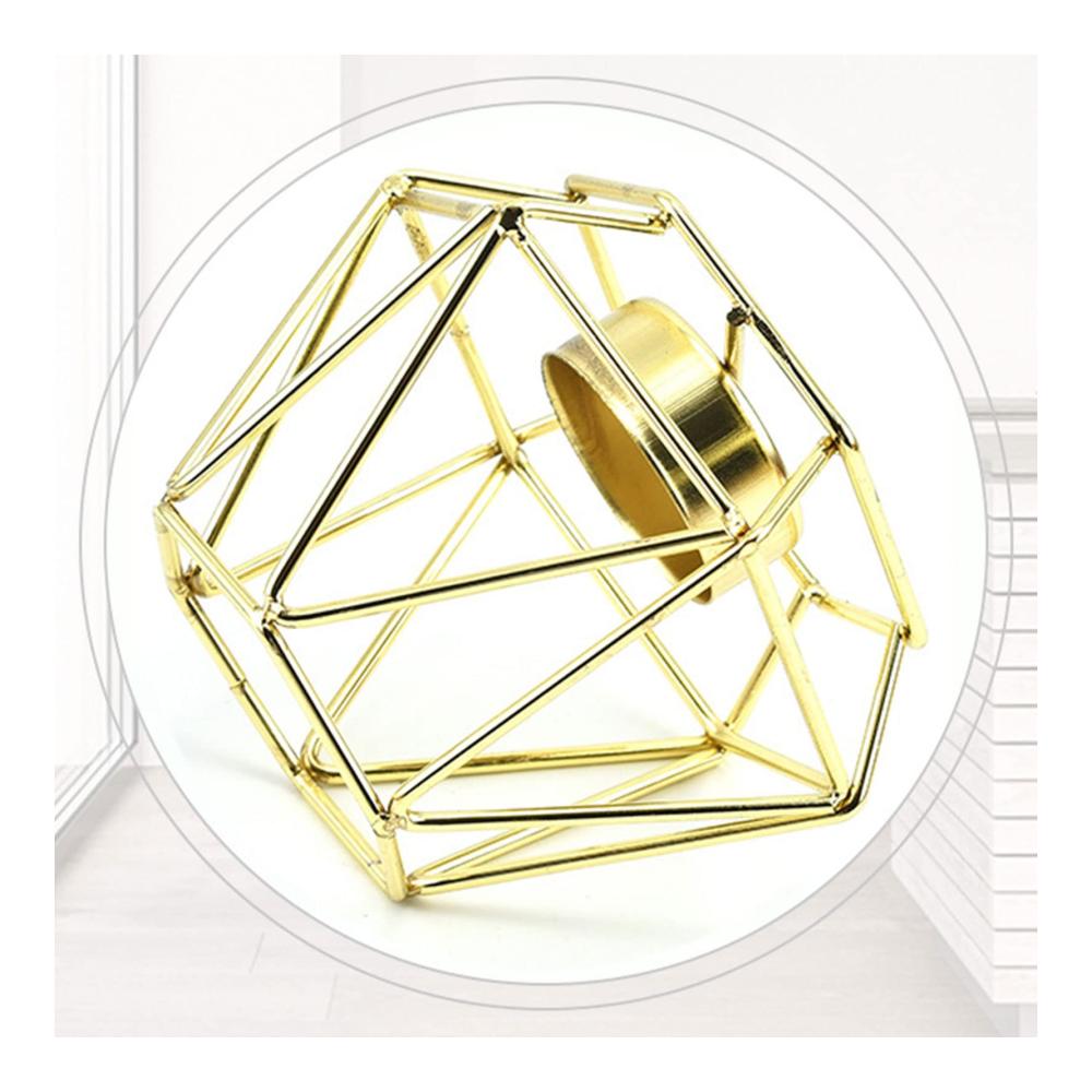 Goldene 3D Teelichthalter aus Metall – 2er Set Kerzenhalter für Wohnzimmer Schlafzimmer & Küche – Moderne Geometrische Deko – Teelichthalter hohl & elegant – Perfekte Atmosphäre schaffen