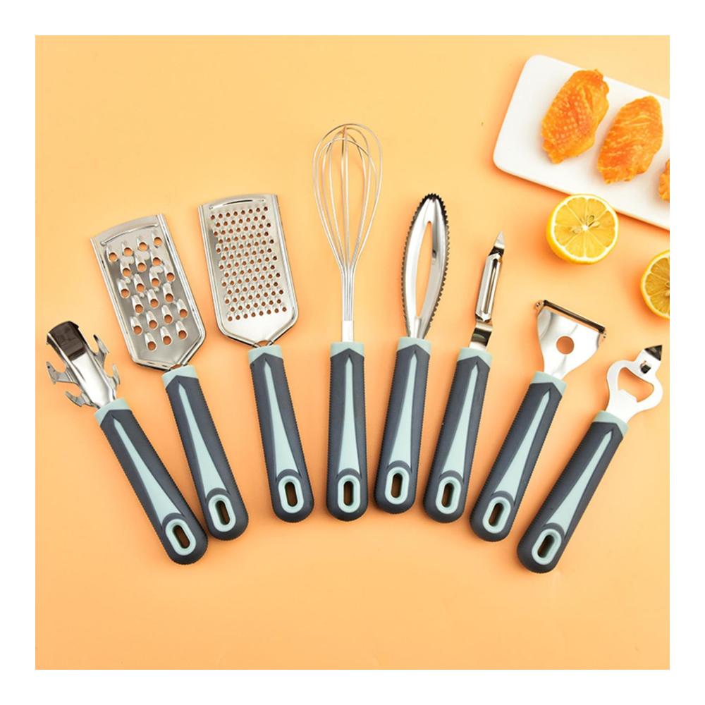 Küchenutensilien-Set | 8-teilig - Pfannenwender Löffel Spachtel & mehr - Rutschfeste Griffe - Praktisches Kochwerkzeug für jeden Anlass - Ideal als Küchengeschenk