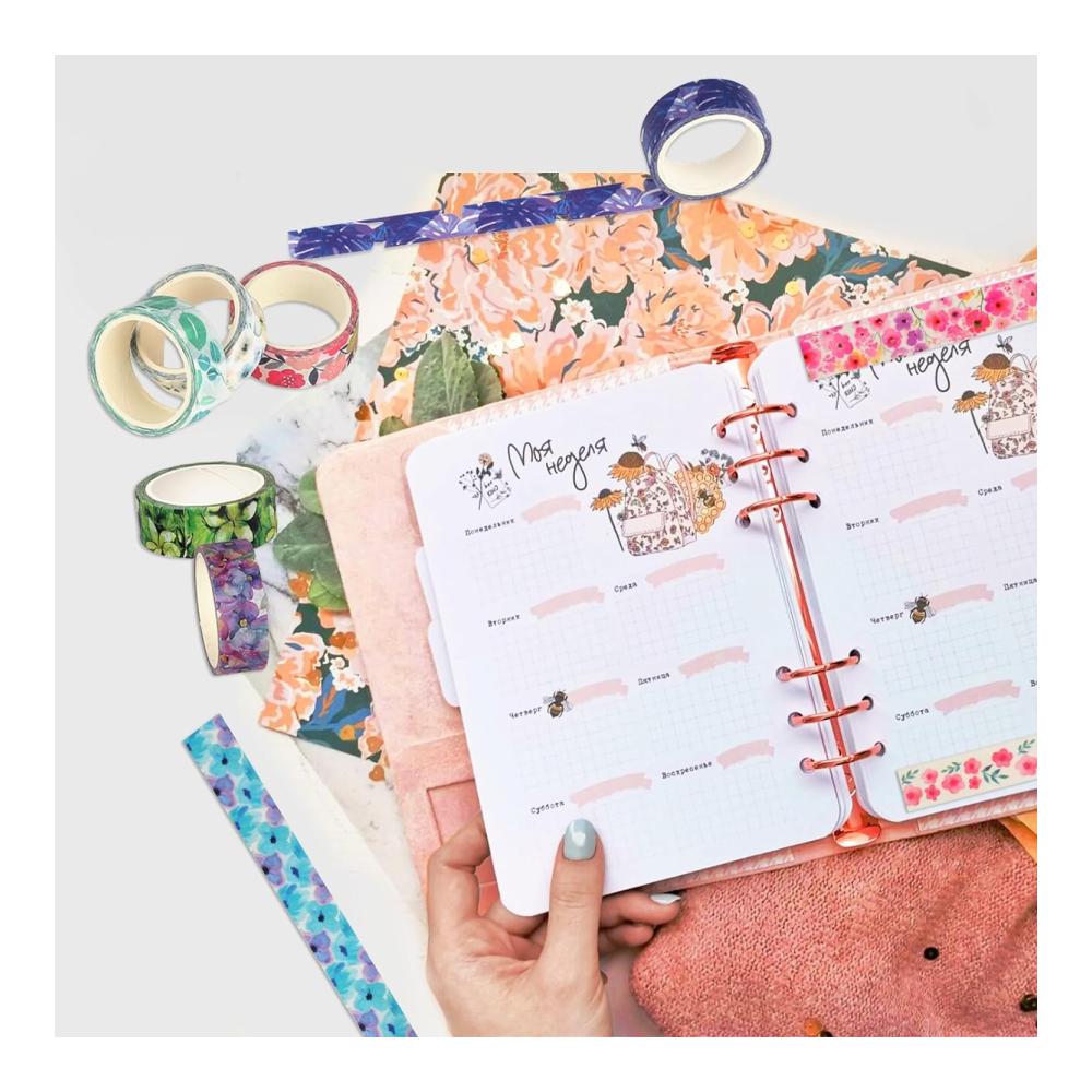 Entdecken Sie Kreativität mit Stil 18 Rollen Blumen Washi Tape Set - Bunte Klebebänder für einzigartige Bullet Journals DIY-Handwerk und Planners - Dekoratives Masking Tape für Scrapbooking und mehr