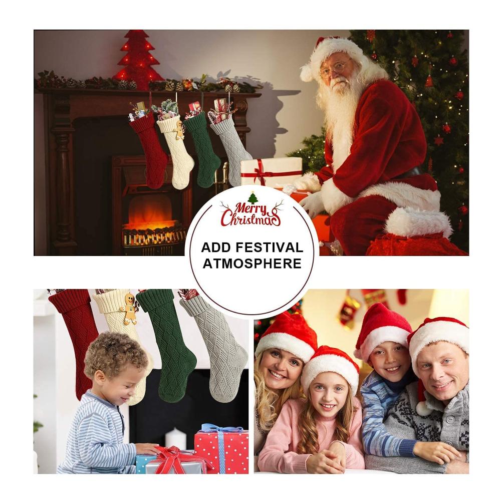 Klassische Nikolausstiefel im 3er-Pack Zopfstrick-Weihnachtsstrümpfe 356 cm groß perfekte Dekoration Geschenk-Set für fest