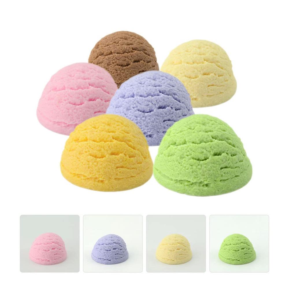 Fruchtige Versuchung 6 Stück realistische Früchte Eiscremekuchen Bälle Set - Perfekt für Kinder Spielküche Eisdiele oder zum Basteln von Süßigkeiten - Hochwertige PVC Nachbildung