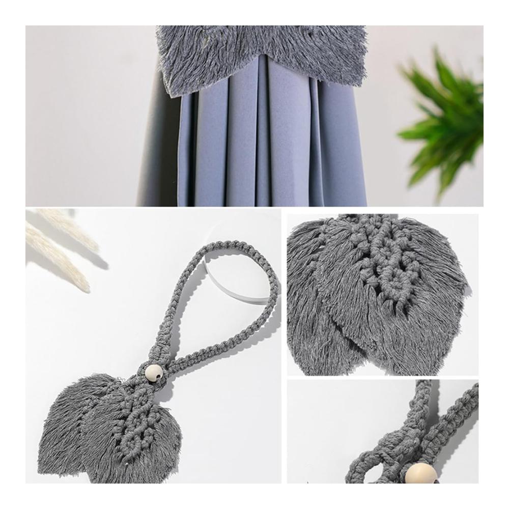 2er Set Makramee Vorhang Raffhalter für Boho Wohnkultur | Handgefertigte Baumwolle Gardinenklammern | Dekorative Gardinenhalter für Fenster | Stilvolle Vorhang Holdbacks in Schwarz