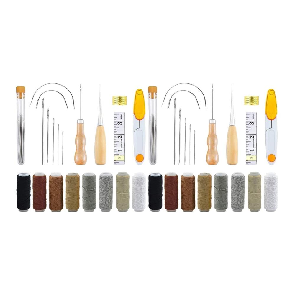 Entdecken Sie Kreativität! 2 Nähsets mit Farbwerkzeugen Fingerhut Lederstanzer & mehr. Perfekt für Heimfaden & Handwerksprojekte. Hergestellt für präzises Nähen mit Gewachsten Sattelnadeln & Arbeitsgriff. Alles was Sie für Ihre Nähkunst brauchen