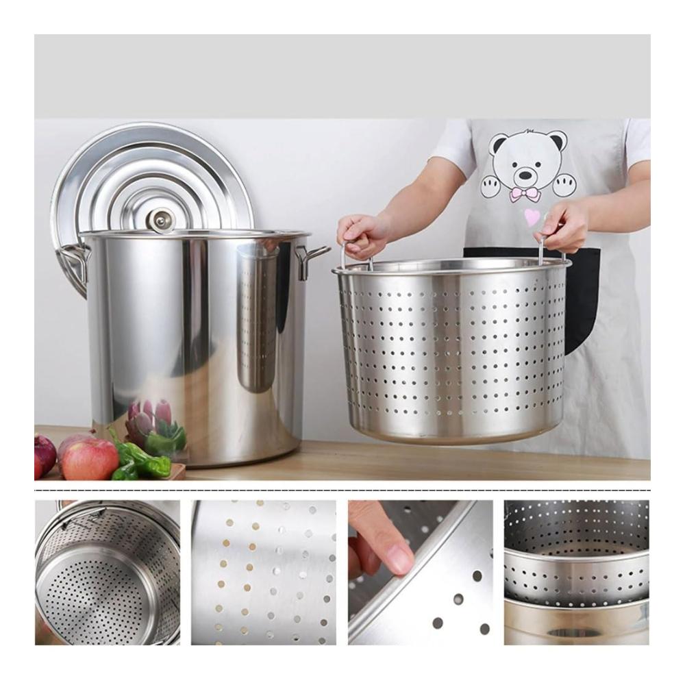 Wein- & Sektkühler 35cm Set - Edelstahl-Fassbrenner Fermenter Milch & Tee Fass - Tragetasche Isoliereimer Filter Brateimer Suppentopf - Silber. Optimale Kühlung für Weinliebhaber
