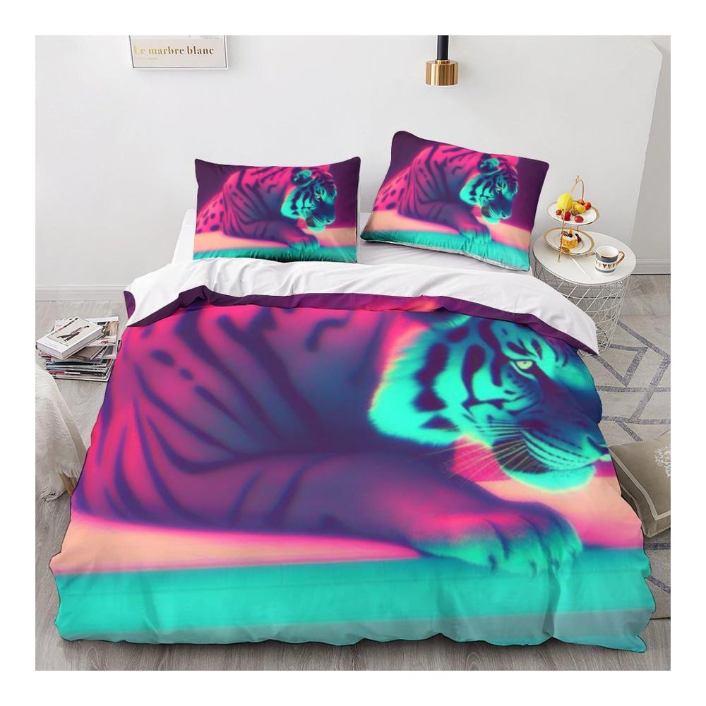 Luxuriöses 3-teiliges Bettwäsche-Set - Weicher 3D-Druck mit Reißverschluss - Atmungsaktiv & Hübsch - Perfekt für Jungen und Mädchen - Größe King (220x240cm) - Pink Light - Einzigartige Zimmerdekoration