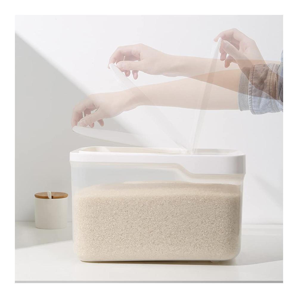 Müslidosen Set Praktische Flip-Top-Behälter für trockene Lebensmittel Getreide & Obst. Mit Messbecher ideal zur Aufbewahrung von 5 kg Mehl. Platzsparendes Design 293 x 173 x