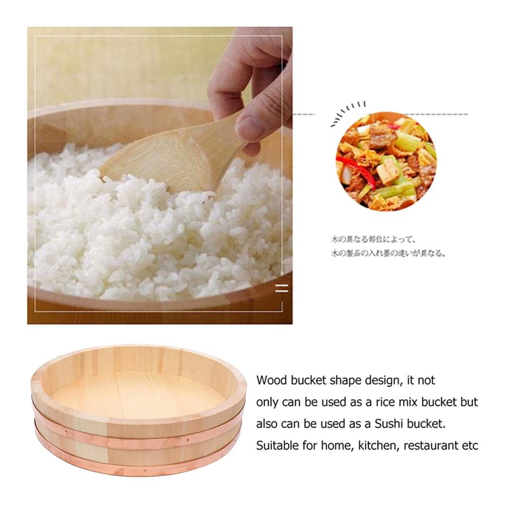 Exklusives Japanisches Sushi-Zubereitungsset Reisrührschüssel & Holz-Sushi-Reiswanne - Perfektes Sushi-Eimer-Kit zum Würzen/Küh