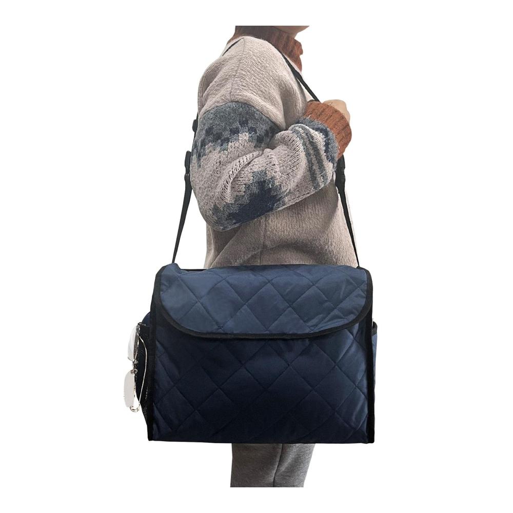 Einkaufstrolley Deluxe Geräumiger Einkaufskorb mit Innentasche und Gesäßtaschen - Praktischer Rollstuhlbegleiter für Männer Frauen & Senioren in stilvollem Dunkelblau