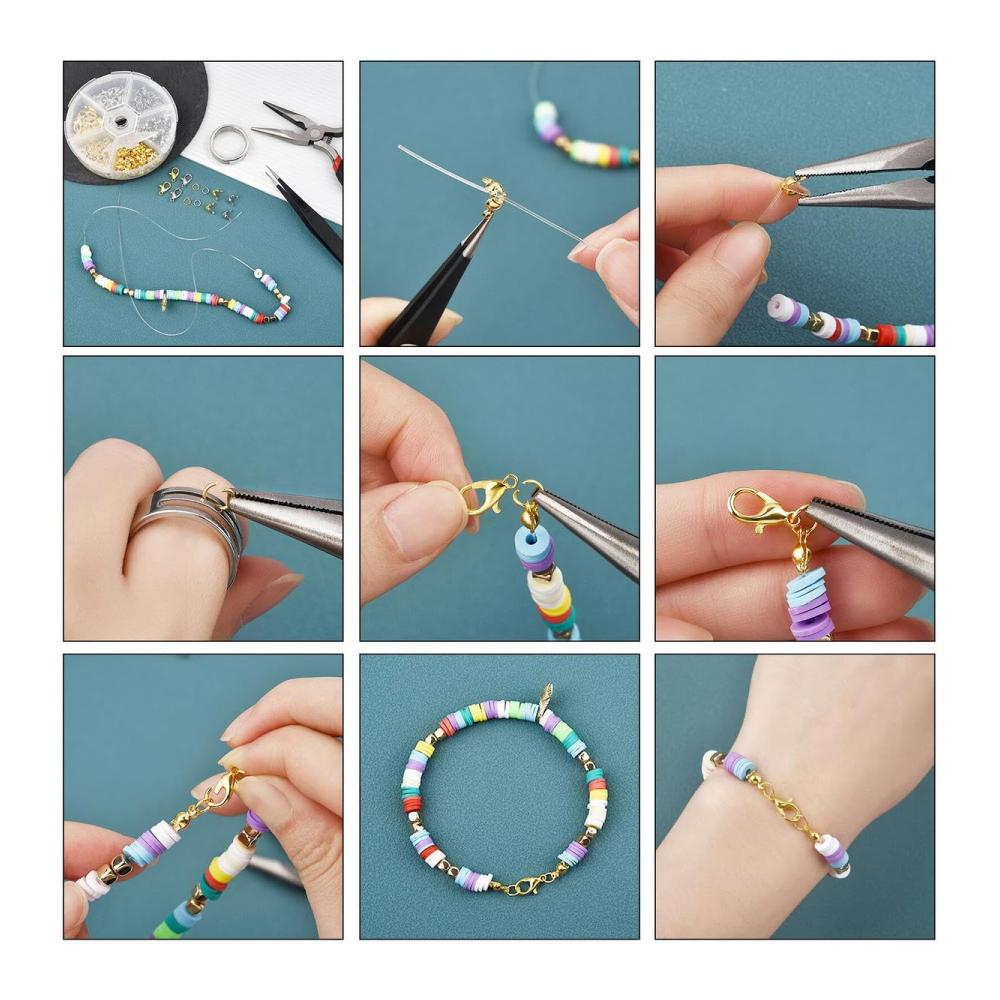 Exklusive Schmuckbastelsets 500x Ringel Karabinerverschluss Biegeringe Endcrimps Perlen & mehr - Handgefertigte Armbänder & Halsketten - Hochwertiges Schmuckzubehör in einer stilvollen Box
