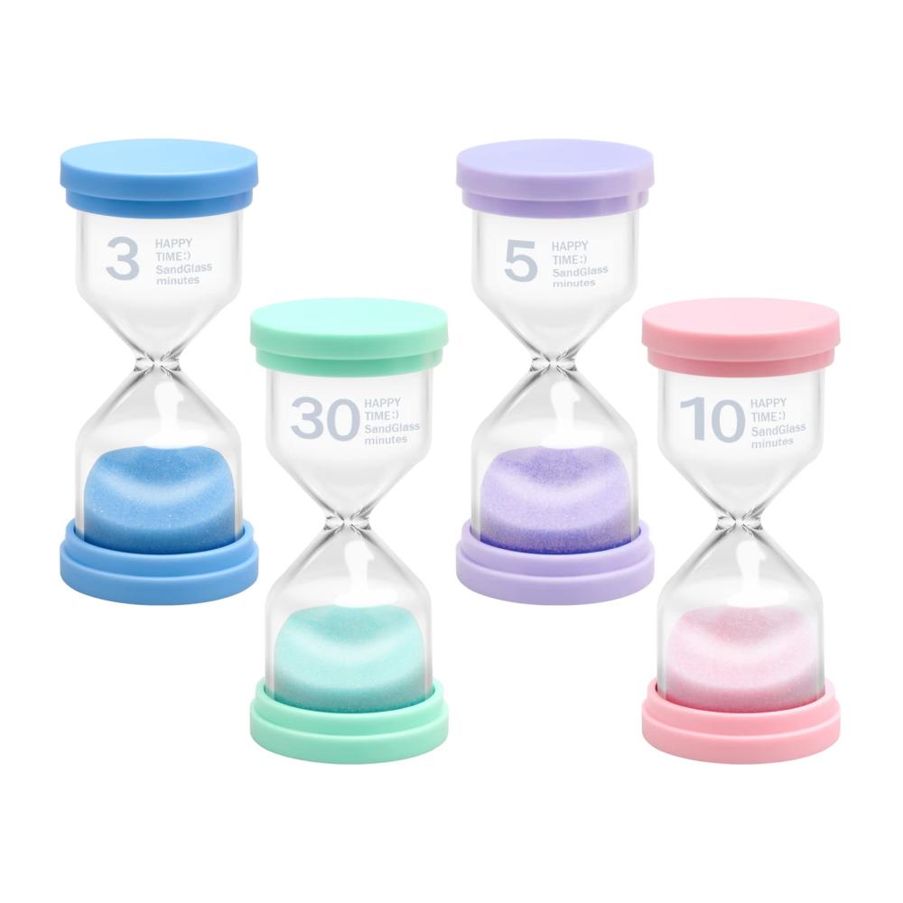 Entdecken Sie die Magie der Zeit mit unserem Eieruhren Set 3 Min 5 Min 10 Min 30 Min Sanduhren - GlasTimer für präzises Timing. Perfekt für Kinder Zähneputzen Spiele Büro und Küche. Ein farbenfrohes Deko-Set für jeden Anlass