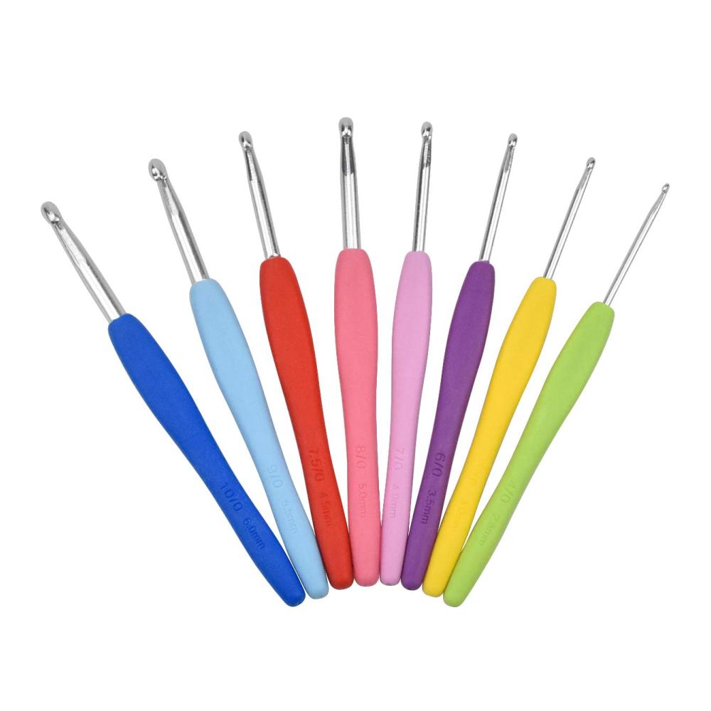 Bunte Häkelnadeln Set - 16-teiliges Stricknadel-Kit mit ergonomischem Design und Zubehör in praktischer Plastikbox - Perfektes Geschenk für Häkelfans und Näherinnen
