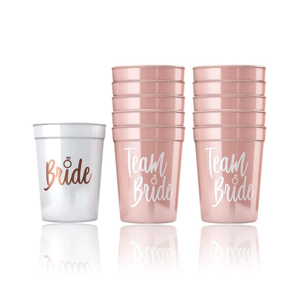 Rosa und Weiß Bride Tribe Cups Set – 11 Stück für Junggesellenabschied & Brautpartys – Hochwertige Trinkbecher für die perfekte Feier mit Brautjungfern. Ideal für stilvolle Tassen-Sammlungen