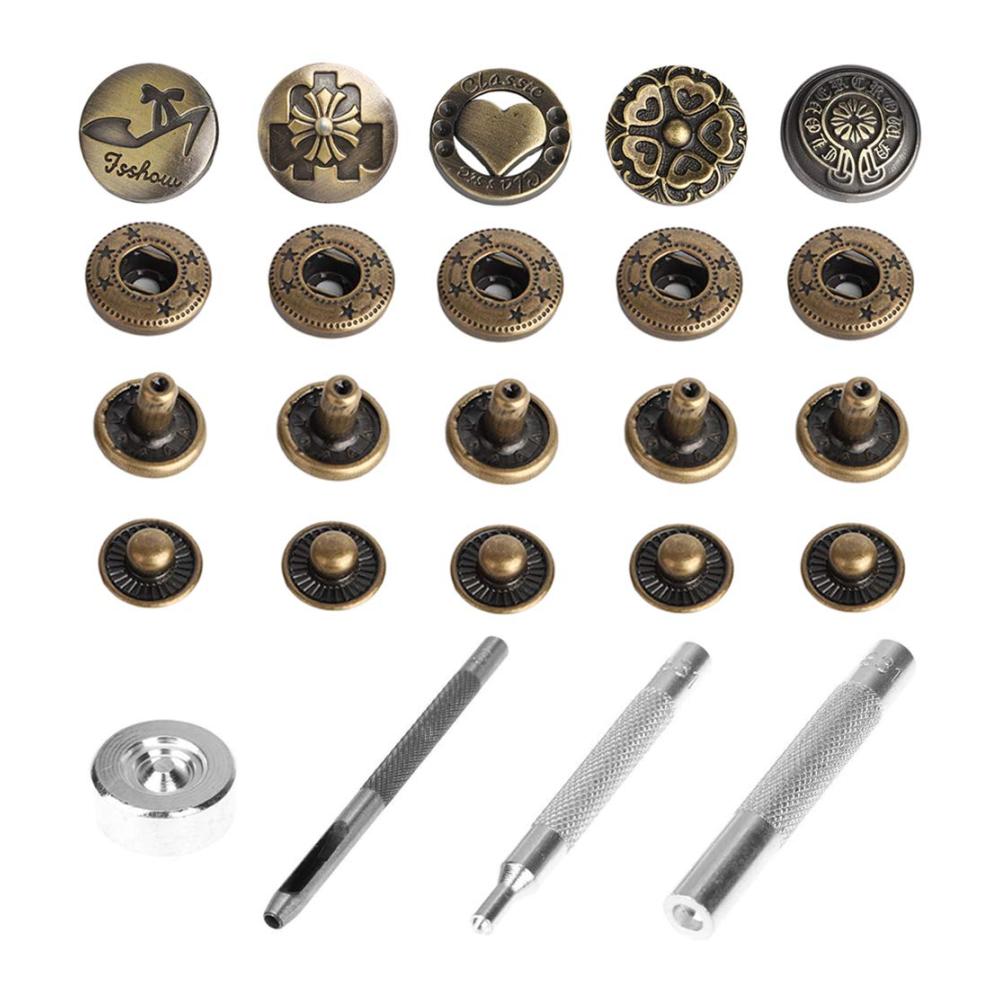 Druckknöpfe Set 17mm Metall | Nähfrei Snap Buttons für Kleidung | Hochwertige Druckknöpfe Kit für DIY Näharbeiten | 100er Packung | Perfekt für Männer und Frauen | Robuste Metallfarbe