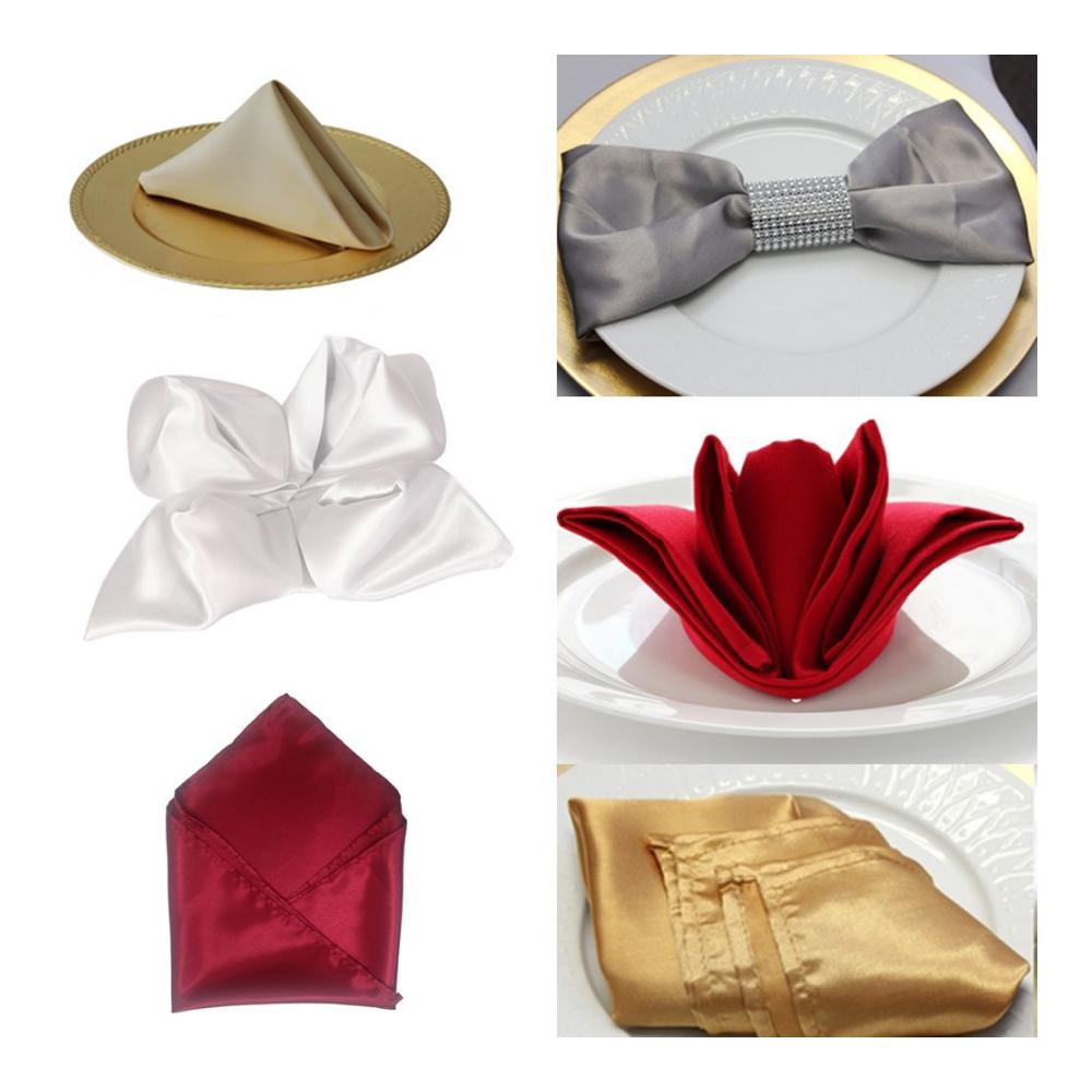 12er Set Stoffservietten mit Hohlsaum | 30x30cm | Rosé Satin für Party & Hochzeit | Tischdecke Zubehör | Premium Küchentextilien
