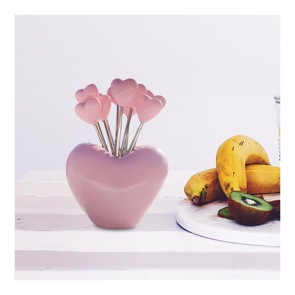 Essenspickgabeln aus Edelstahl - Dekoratives Partyzubehör für zu Hause - Niedliche Obstgabeln und Essenspicks - Rosa - Perfekt für Obstplatte und Snacks - 10er-Set