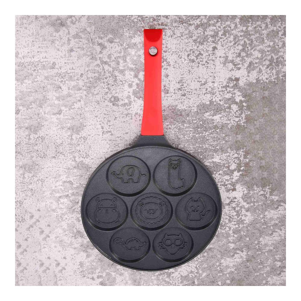 Crepe-Pfannen Pfannkuchenhersteller Antihaft-Mini-Crepe-Maker Pfanne mit 7 Formen inkl. Silikon für perfekte Pfannkuchen! Schwarzes Tier-Design. Entdecken Sie die Leichtigkeit des Crepe-Machens