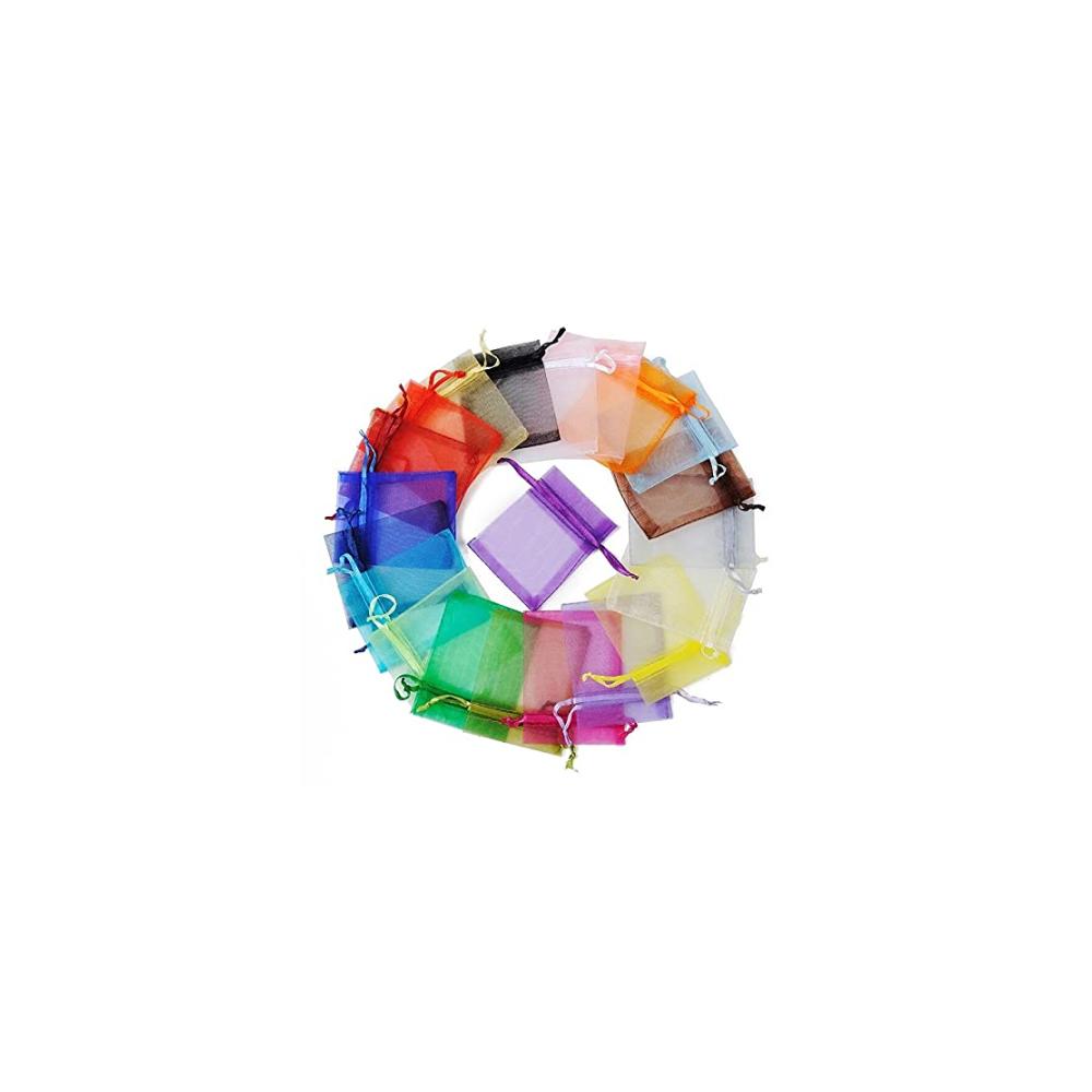 50 Stk. Edle Organzabeutel für Schmuck & Geschenke - Hochwertige Verpackung für Hochzeit Party & Süßigkeiten - Tüll Beutel in verschiedenen Farben inklusive